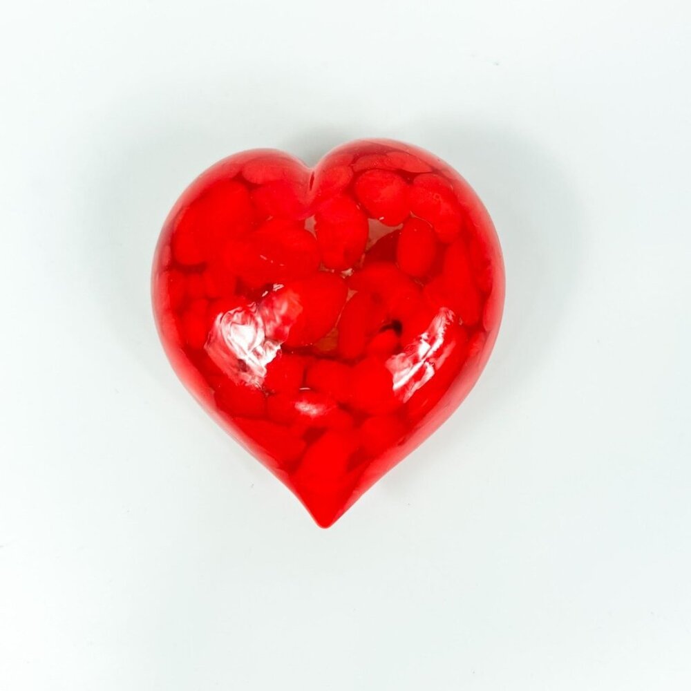 Mad Art Studios Heart-Shaped Red Dichroic Glass Paperweight